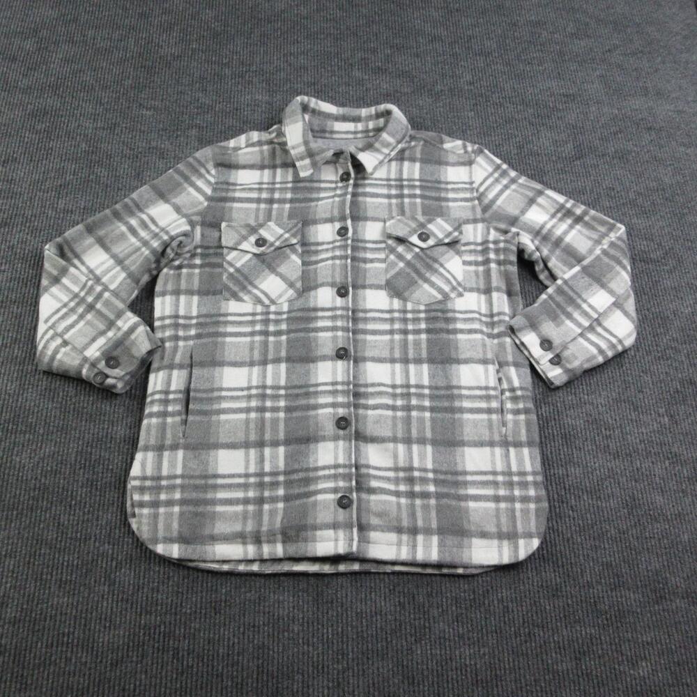 Thread & Supply Jacket Womens XL Gray Millie Shacket Plaid Collared Lined NWT